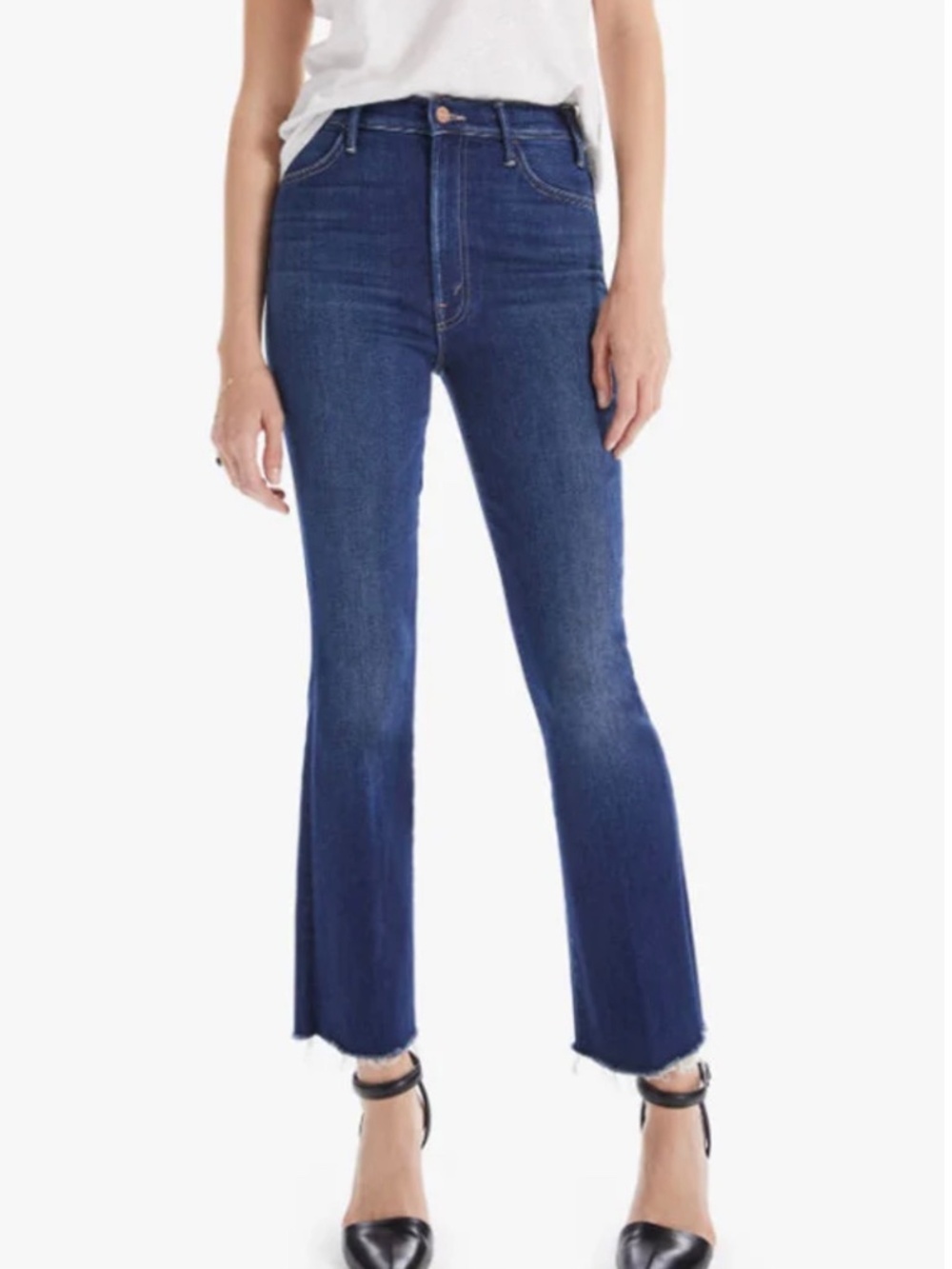 Mother women’s Jean The Hustler Ankle Fray size 25 High Rise Dark Blue Wash